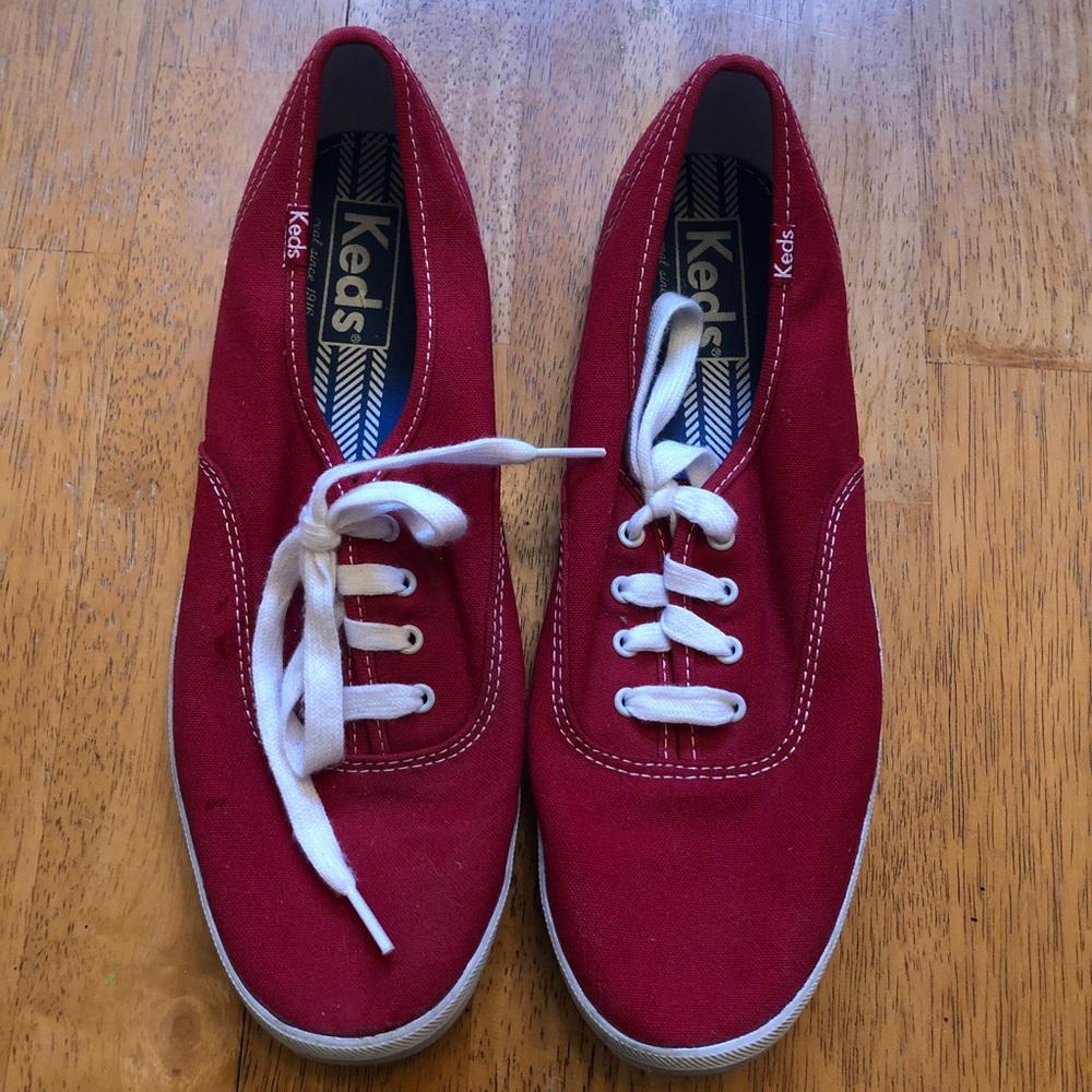 Keds Red Canvas Sneakers with White Laces